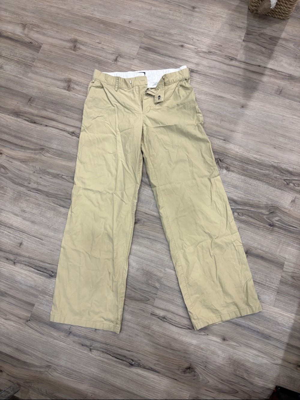 Wide beige Cotton Blend Pants